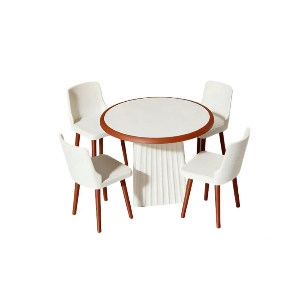 1:12 Dollhouse Miniature Furniture Mini Pretend Play White Dining Table Chairs Model Multistyles
