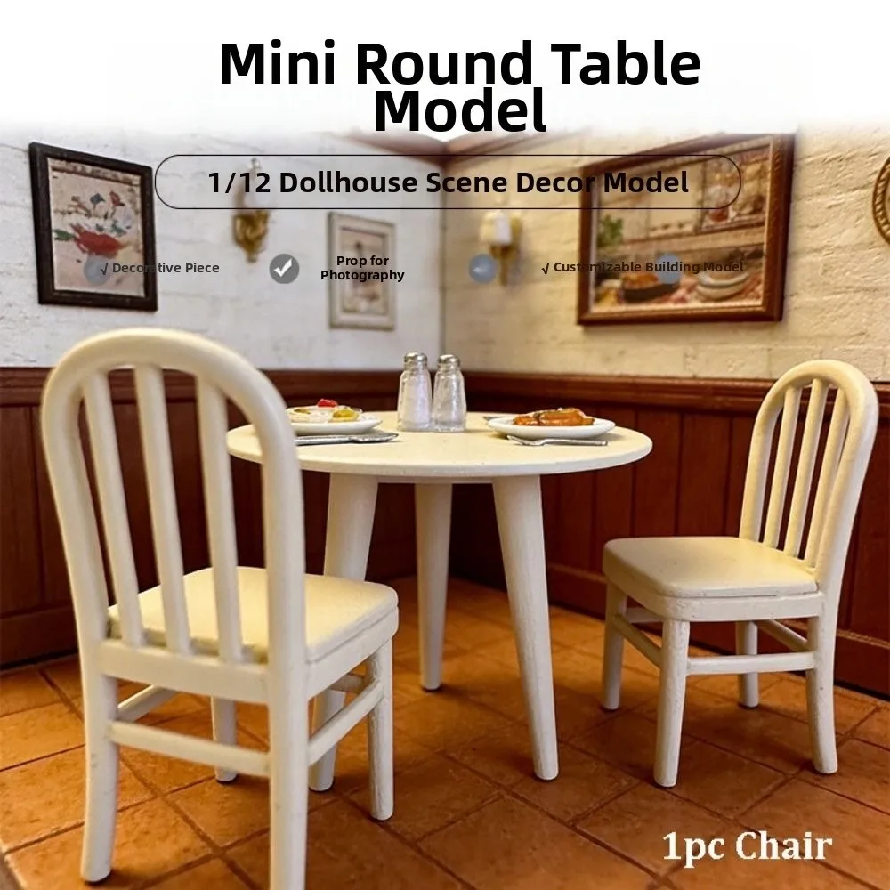 1:12 Dollhouse Miniature Furniture Mini Pretend Play White Dining Table Chairs Model Multistyles