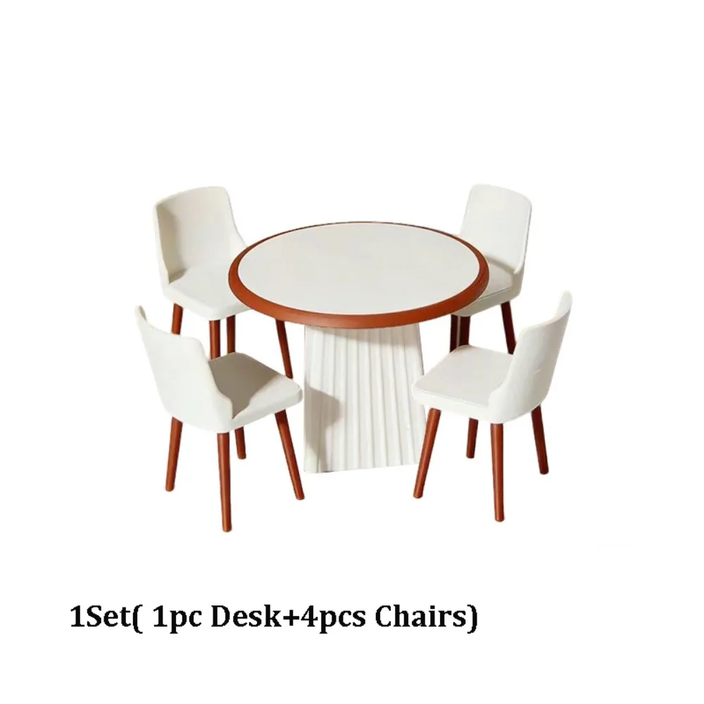 1:12 Dollhouse Miniature Furniture Mini Pretend Play White Dining Table Chairs Model Multistyles