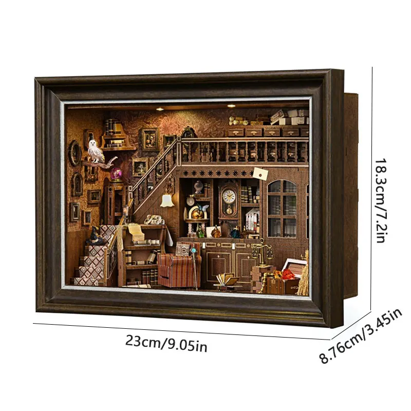 DIY Book Nook Kit 3D Wooden Puzzle LED Light Miniature Dollhouse Bookshelf Insert Photo Frame Ornament Friends Birthday Gifts