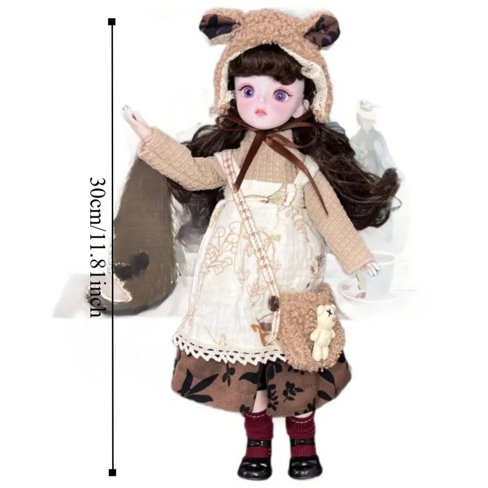 1 Set 1/6 SD 30cm Doll with Clothes Long Hair Attractive Eyes Dress Up Dolls with Wig Make Up Elegant Makeup Ball Joint Doll