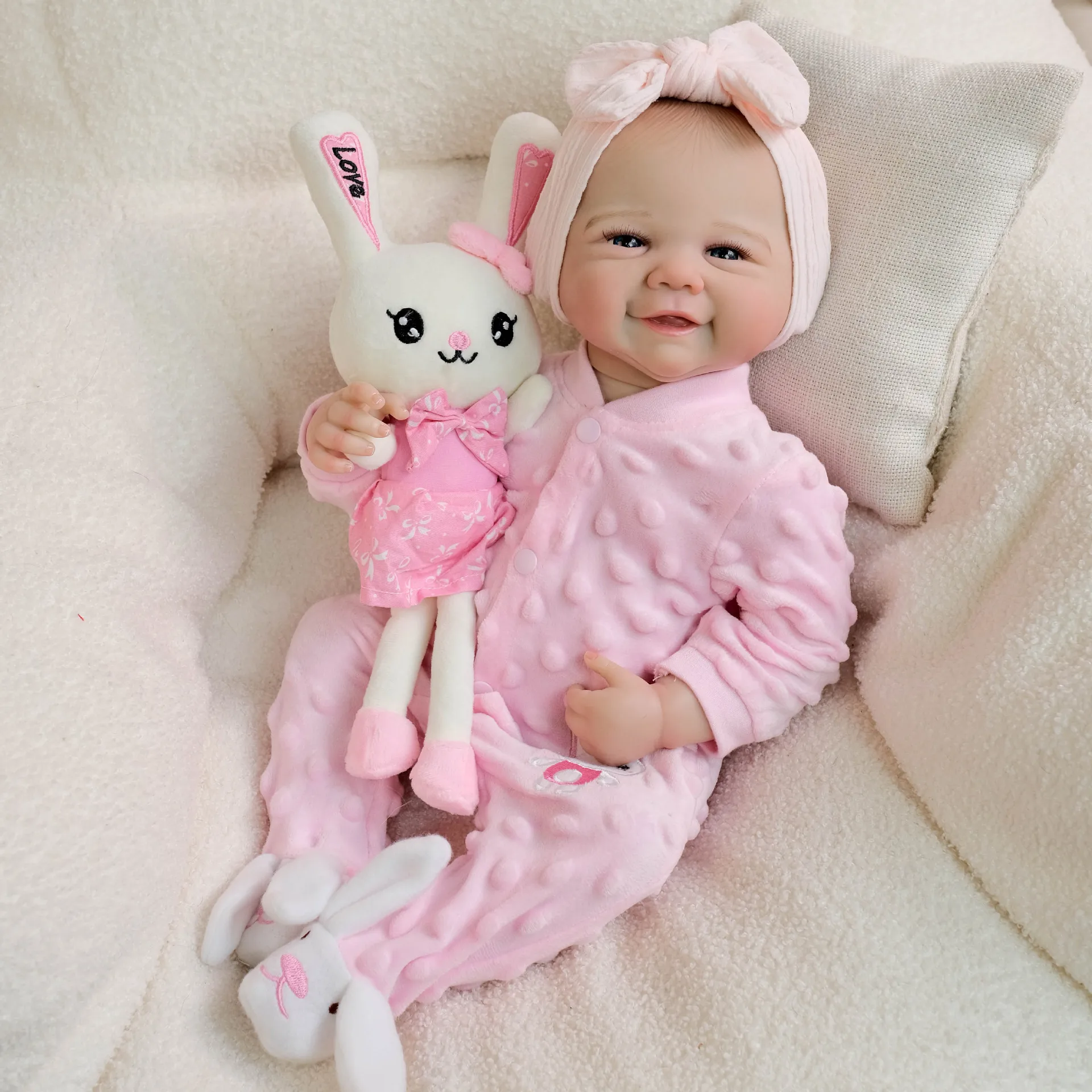 Cute Vivienne 48 cm Full Body Silicone Reborn Doll Waterproof Handmade Realistic Baby Newborn Girl Doll Children Christmas Gift