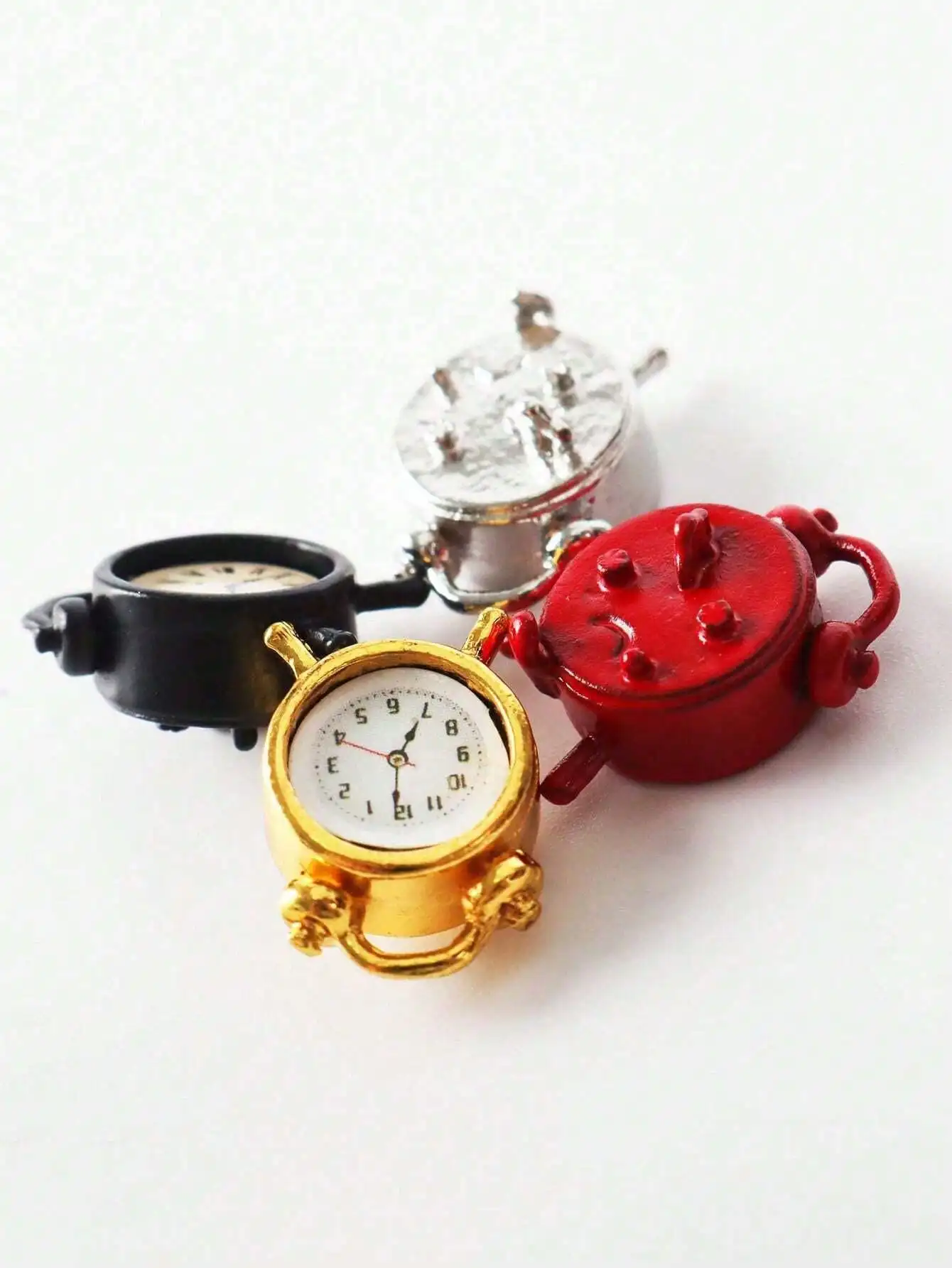 A Miniature Metal Clock for a Dollhouse: 1/12 Scale Realistic Bedroom Scene Decoration Model (Stickers Are Random)