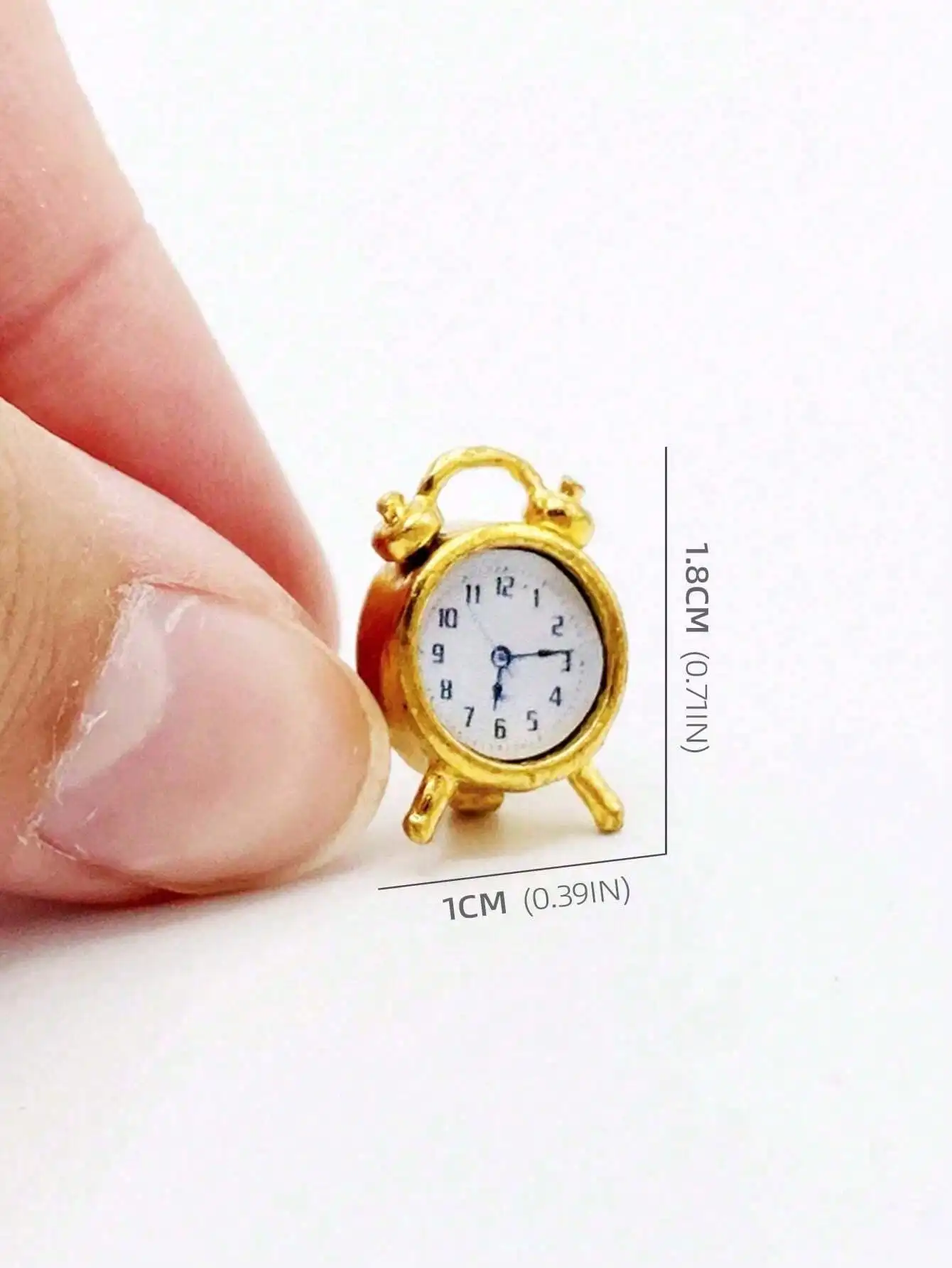 A Miniature Metal Clock for a Dollhouse: 1/12 Scale Realistic Bedroom Scene Decoration Model (Stickers Are Random)