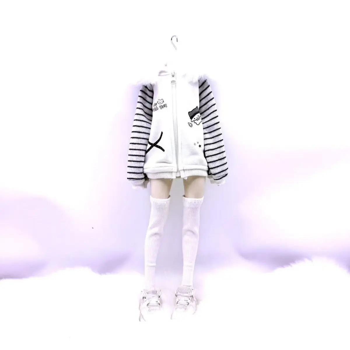 1/4 1/6 Doll's Clothes Suit for 45/30cm Bjd Doll Coat+Socks,Sweatshirts with Hood Dress Up Toys Gift Doll Accessories, No Doll