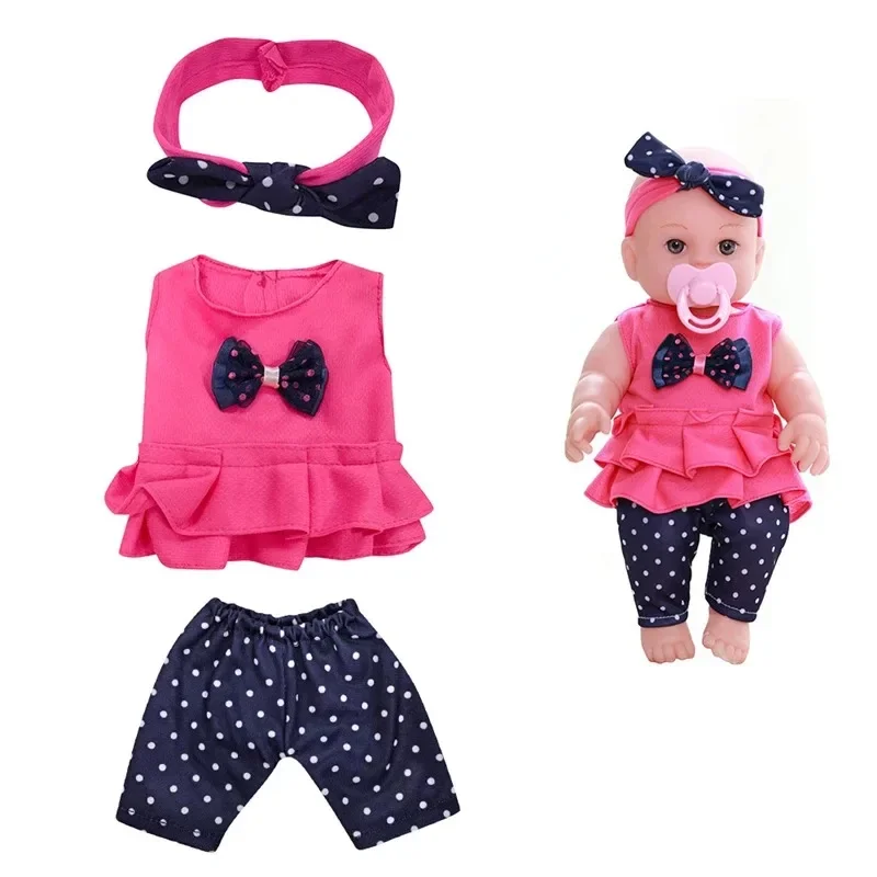 For 12 Inch 30cm Baby Reborn Dolls Outfits Clothes Carry Cot Cartoon Bear Winter Pajamas Jumpsuit Plush Clothing Accessories