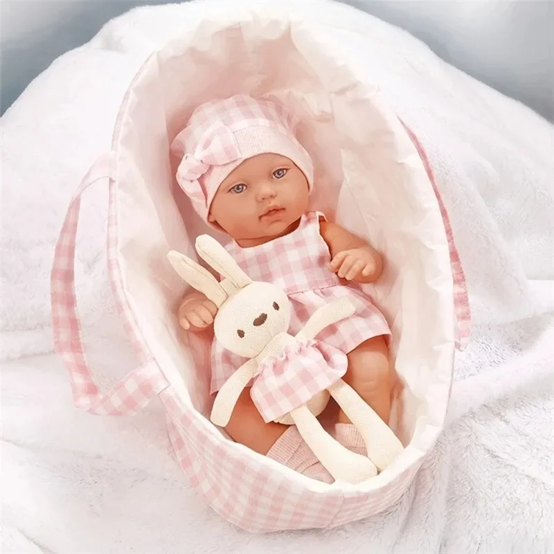 For 12 Inch 30cm Baby Reborn Dolls Outfits Clothes Carry Cot Cartoon Bear Winter Pajamas Jumpsuit Plush Clothing Accessories