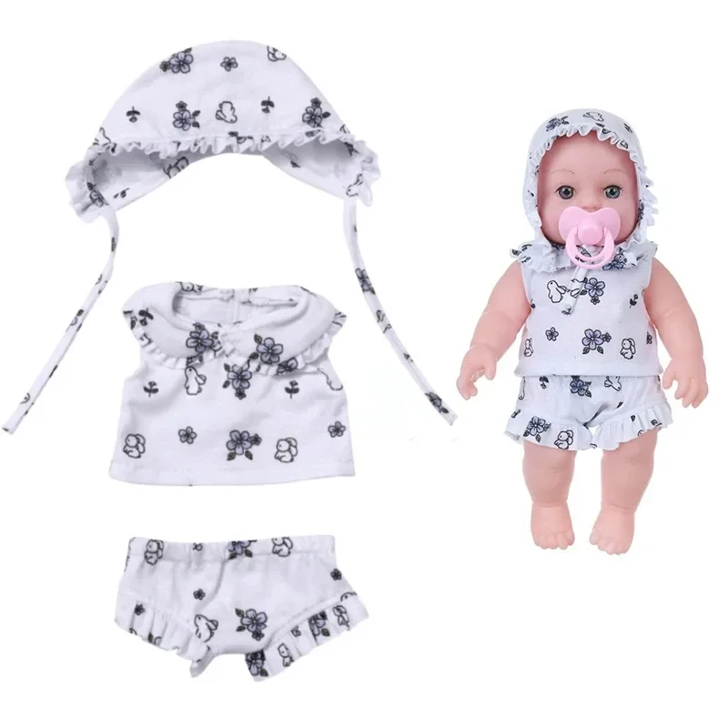 For 12 Inch 30cm Baby Reborn Dolls Outfits Clothes Carry Cot Cartoon Bear Winter Pajamas Jumpsuit Plush Clothing Accessories
