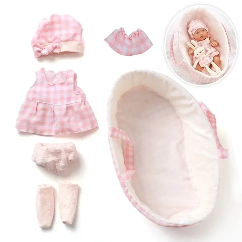 For 12 Inch 30cm Baby Reborn Dolls Outfits Clothes Carry Cot Cartoon Bear Winter Pajamas Jumpsuit Plush Clothing Accessories