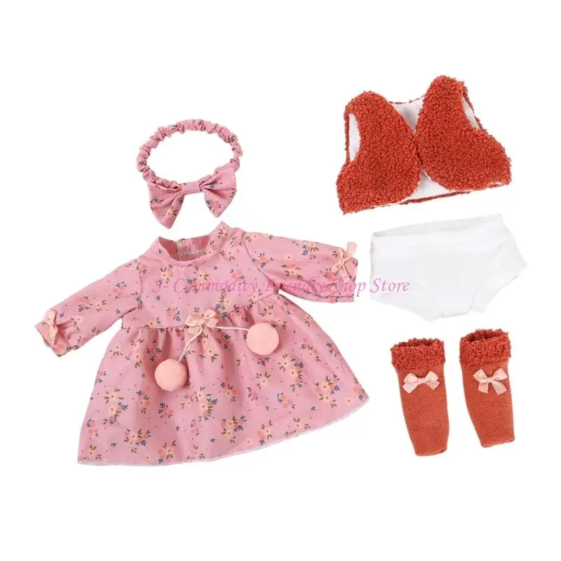 18Inch Girl Doll DressingUp Outfit Set Polyester Fabric Doll Outfits with Hairband Dress for Children Roleplay Game Toy