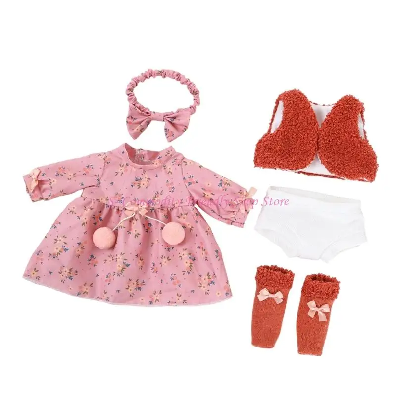 18Inch Girl Doll DressingUp Outfit Set Polyester Fabric Doll Outfits with Hairband Dress for Children Roleplay Game Toy