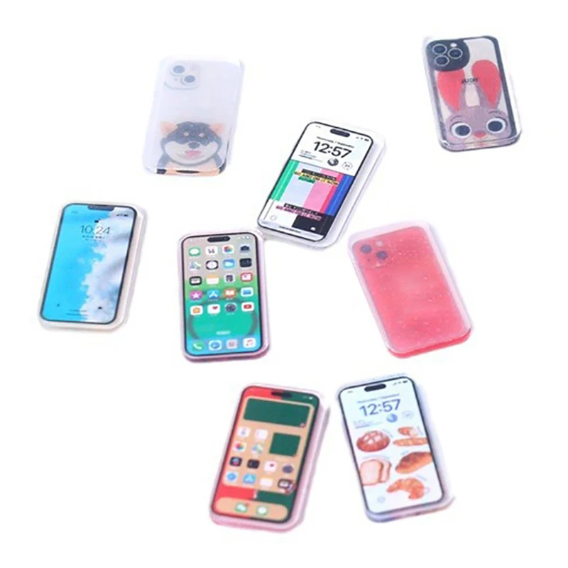 5Pcs 1:12 Dollhouse Miniature Mobile Phone Simulation Smartphone Model Kids Pretend Play Toys Doll House AccessoriesHot