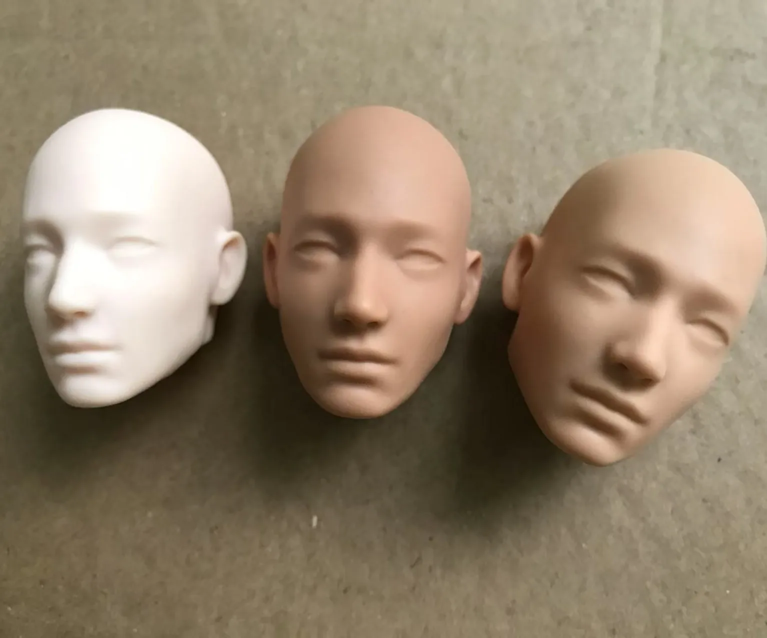 YUNYI 1/6 Male Doll Bald Head Super White Beige Brown Skin Doll Parts for DIY Makeup Practice Collectible Figure Accessories