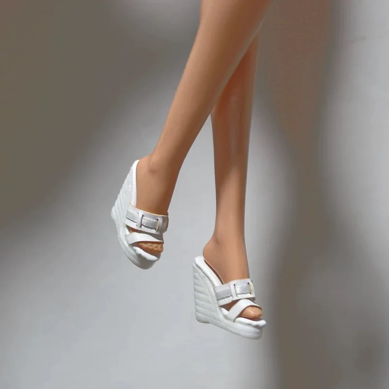 Doll Shoes Parts 1/6 Supermodel Doll Simple Fashion Leather Wedge Heels High Heels For Royalty FR2 Nu.face Babi Xianxian