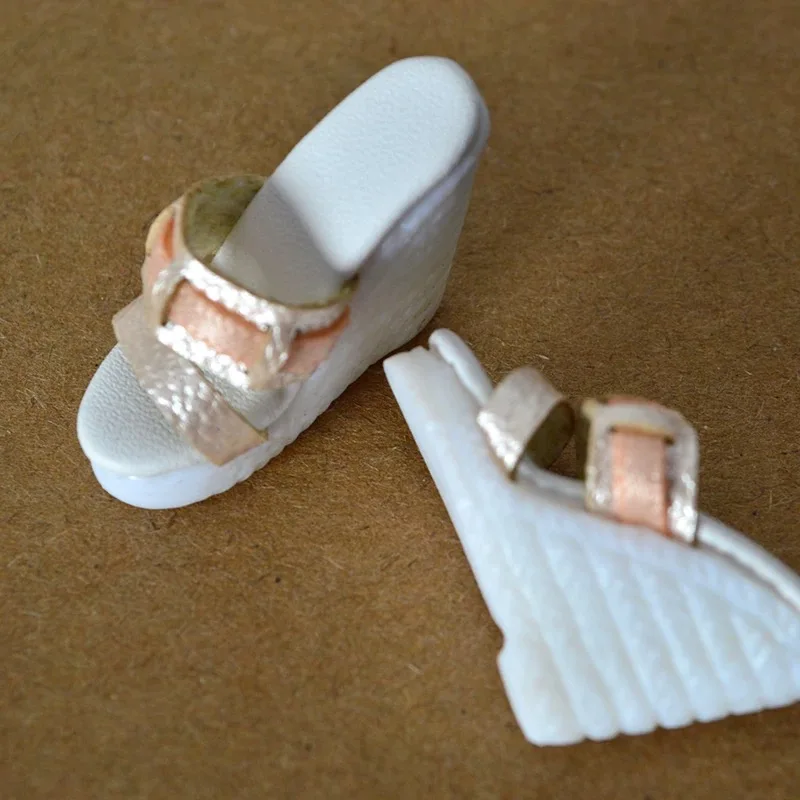Doll Shoes Parts 1/6 Supermodel Doll Simple Fashion Leather Wedge Heels High Heels For Royalty FR2 Nu.face Babi Xianxian