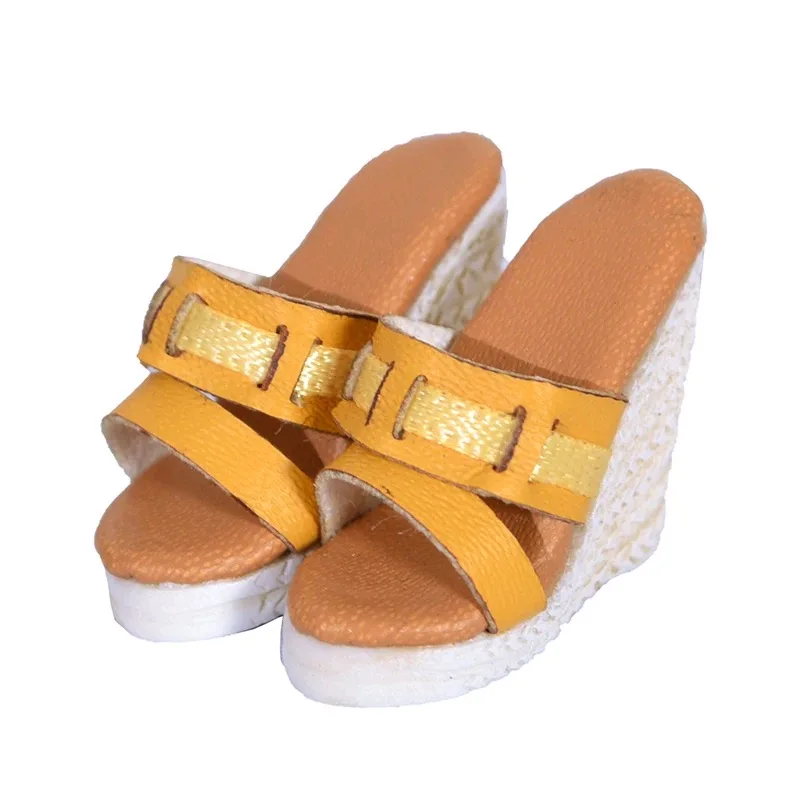 Doll Shoes Parts 1/6 Supermodel Doll Simple Fashion Leather Wedge Heels High Heels For Royalty FR2 Nu.face Babi Xianxian