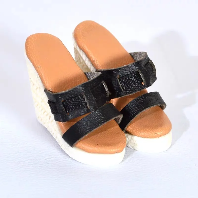 Doll Shoes Parts 1/6 Supermodel Doll Simple Fashion Leather Wedge Heels High Heels For Royalty FR2 Nu.face Babi Xianxian