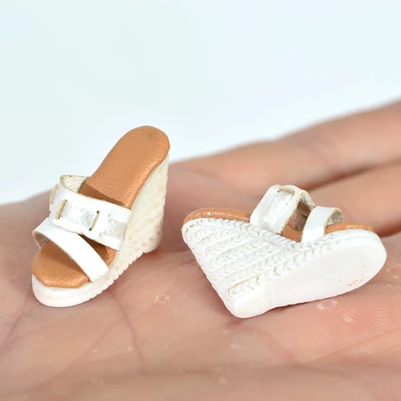 Doll Shoes Parts 1/6 Supermodel Doll Simple Fashion Leather Wedge Heels High Heels For Royalty FR2 Nu.face Babi Xianxian