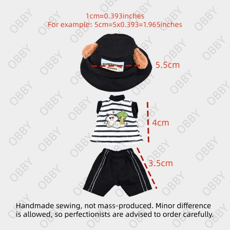 For Obitsu 11 Doll Striped Vest Denim Shorts Hat For OB11 Gsc Asi 2.0 1/12 Molly P9 P10 Body Doll Cloth NAGI Doll Outfit Clothes