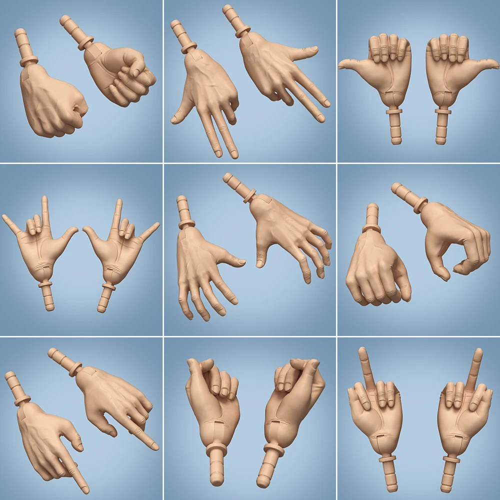MENGF Male Doll Hands 9 Gestures Parts 1/6 Doll Accessories DIY Doll Soilders Figure Parts Beige White Superwhite Doll Hands