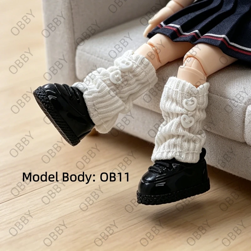 For Obitsu 11 Doll Cute Plastic Black Shoes Socks For YMY2.0 1/12 BJD P11 GSC Doll Dress Up Accessories