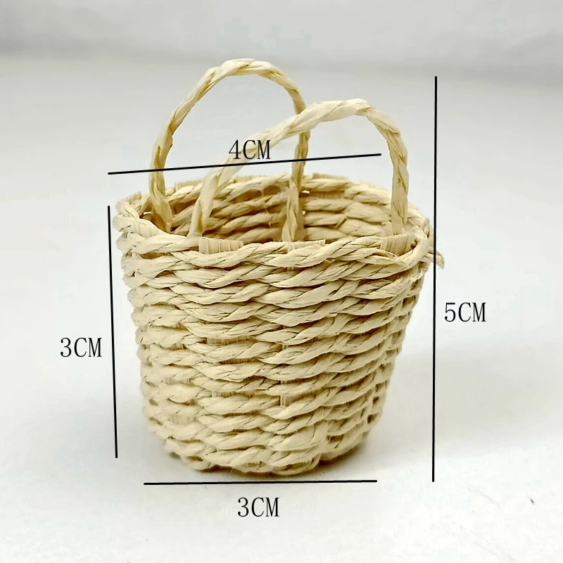 High Quality Mini Cute Dollhouse Rattan Frame Hand-woven Basket Cute Toys Dolls Miniature Decoration