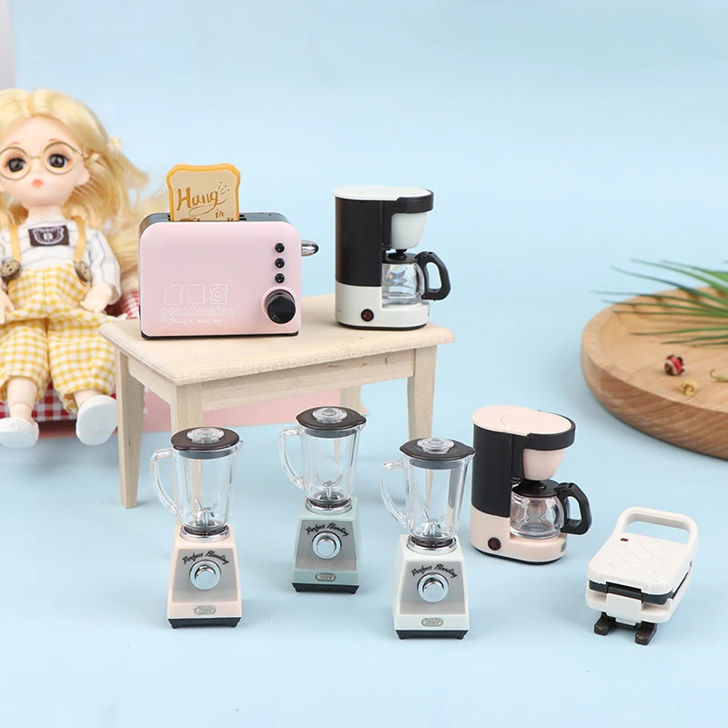 :12 Dollhouse Miniature Juice Machine Cup Set Coffee Machine Mixer Machine Model Kitchen Doll Electrical Appliance Model Toys