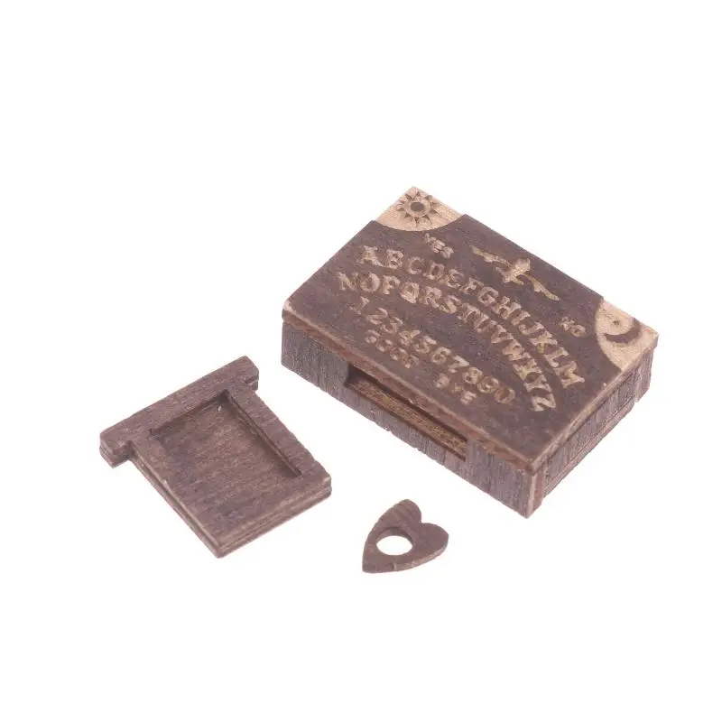 New Sale Dollhouse Miniature Retro Mini Wooden Ouija Board With Drawer Spirit Board Micro Landscape Scene Ornament Desktop Decor