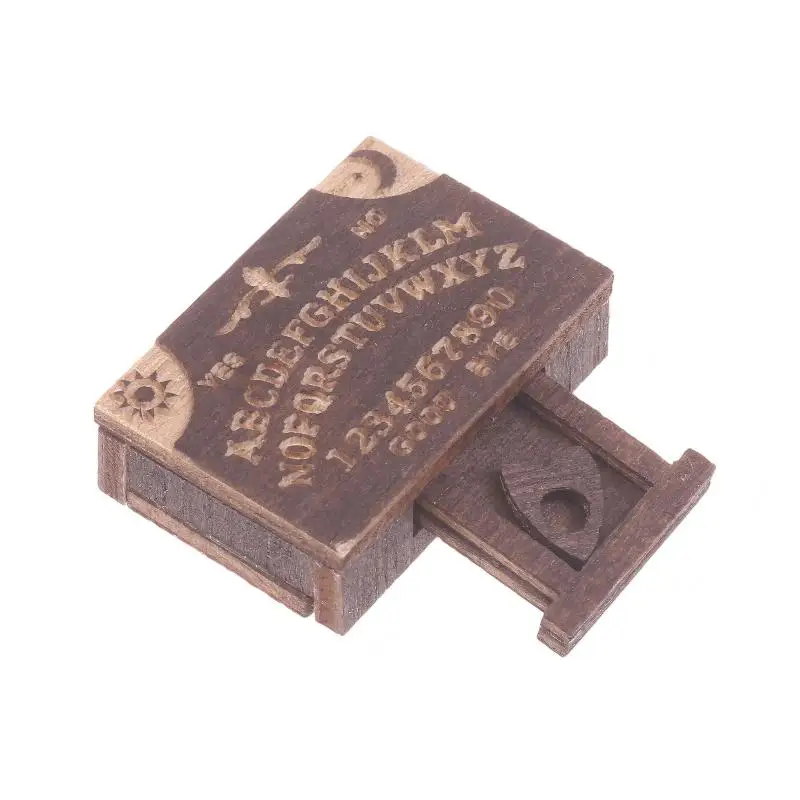 New Sale Dollhouse Miniature Retro Mini Wooden Ouija Board With Drawer Spirit Board Micro Landscape Scene Ornament Desktop Decor