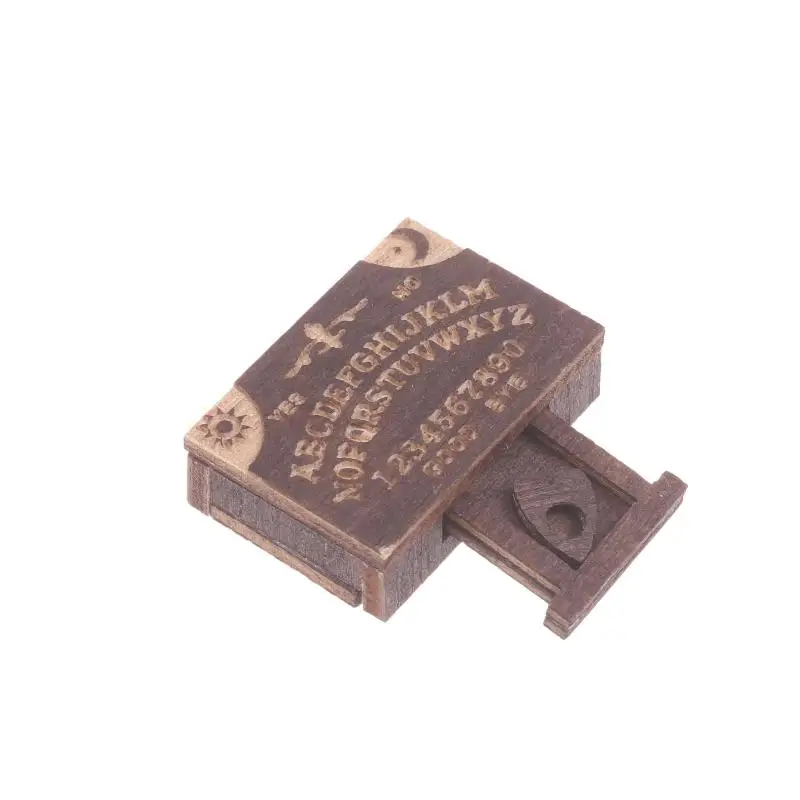 New Sale Dollhouse Miniature Retro Mini Wooden Ouija Board With Drawer Spirit Board Micro Landscape Scene Ornament Desktop Decor