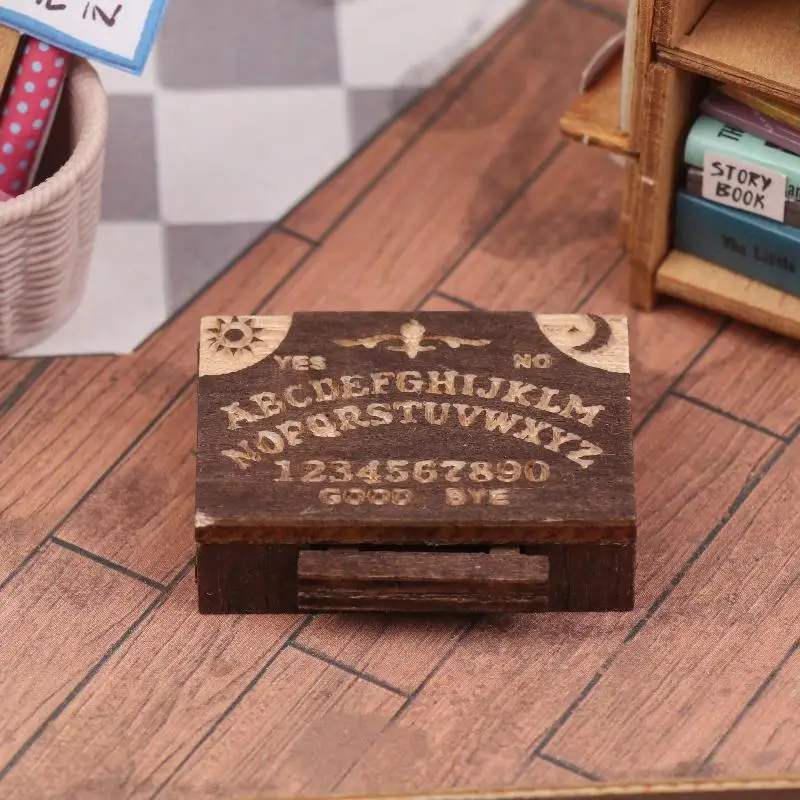 New Sale Dollhouse Miniature Retro Mini Wooden Ouija Board With Drawer Spirit Board Micro Landscape Scene Ornament Desktop Decor