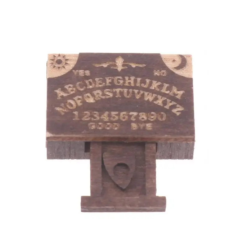 New Sale Dollhouse Miniature Retro Mini Wooden Ouija Board With Drawer Spirit Board Micro Landscape Scene Ornament Desktop Decor