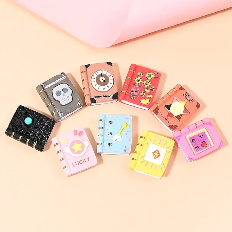 9Pcs Resin Magic Book Charms DIY Craft & Dollhouse Decor