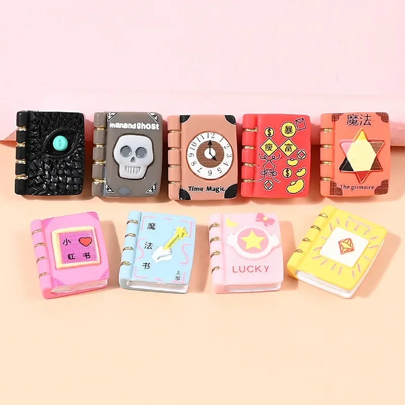 9Pcs Resin Magic Book Charms DIY Craft & Dollhouse Decor
