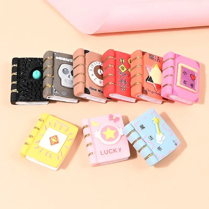 9Pcs Resin Magic Book Charms DIY Craft & Dollhouse Decor