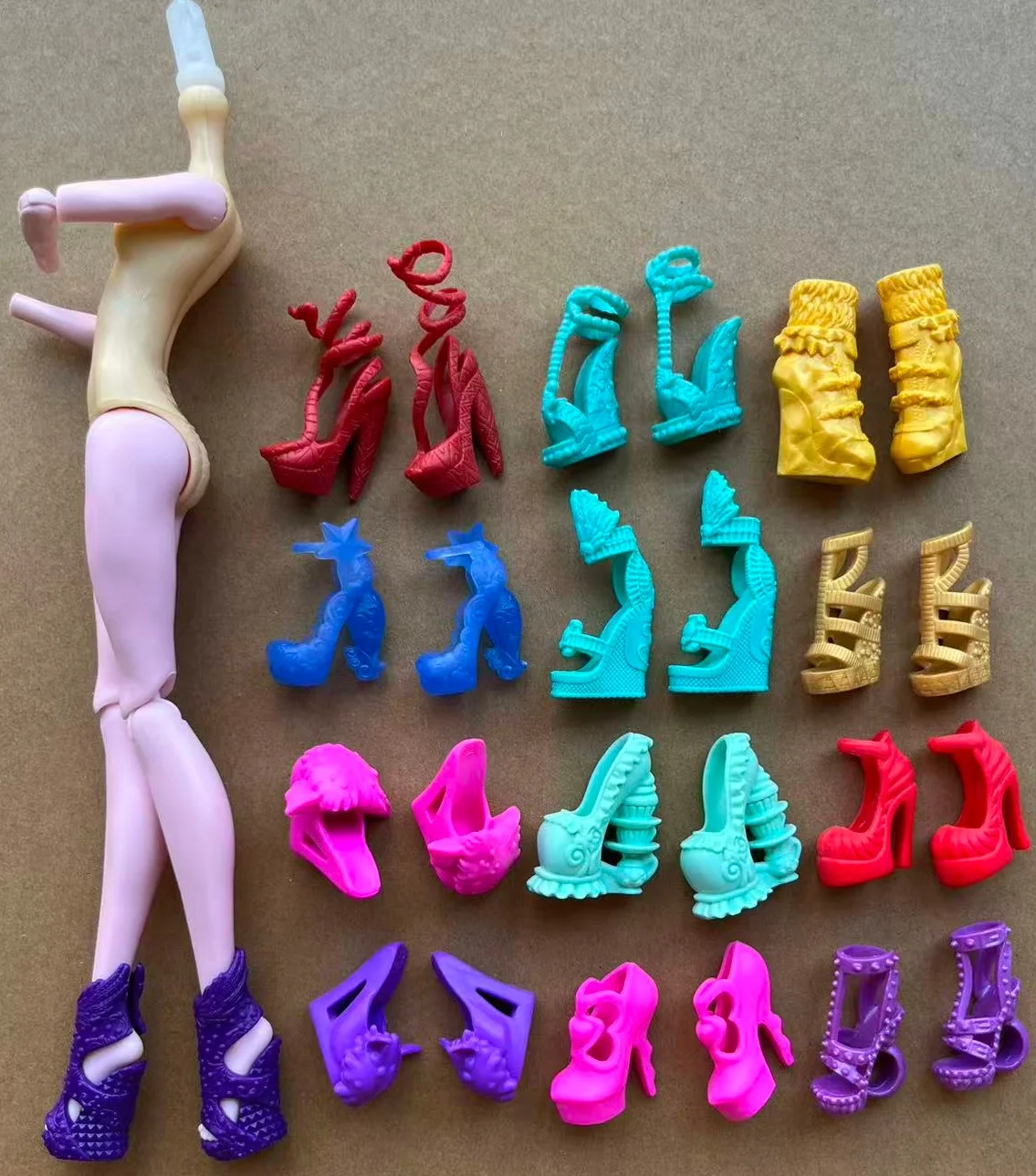 1/6 Scale Monster Doll Shoes Sandals DIY Dressing Accessories Set - Purple Blue Red Green Colors for Doll Decorations