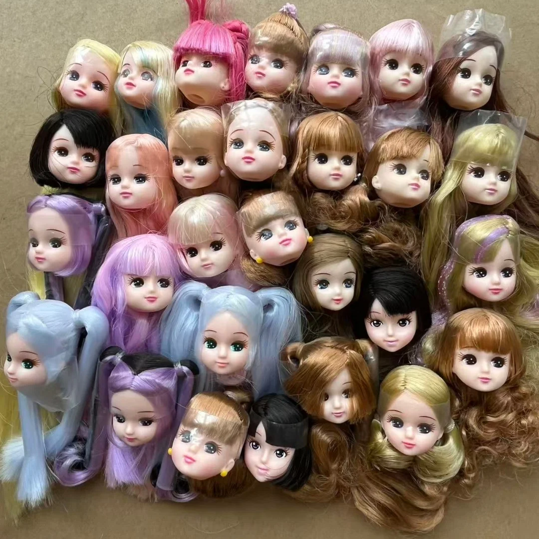 Jenny Licca 1/6 Doll Heads Colorful Long Hair Female Doll Heads DIY Doll Dressing Figures Gifts Toys