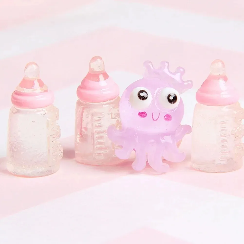 10Pcs 10*22mm Mini Milk Bottles, DIY Keychain Pendant & Dollhouse Accessories