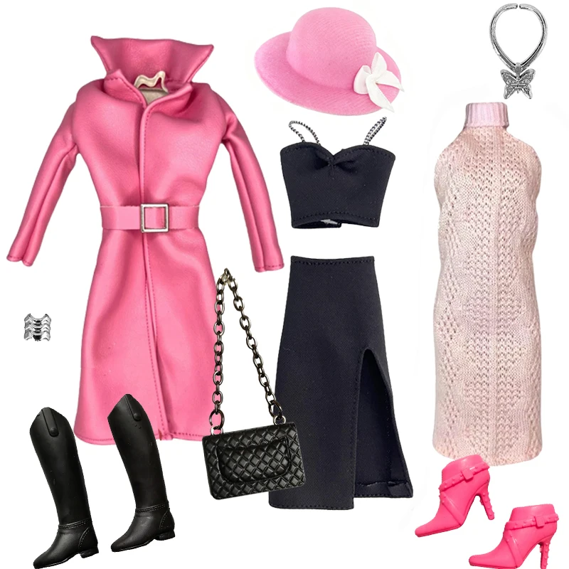 1/6 Scale Doll Clothes Fashion High Quality Dress Up Wool Coat Dress Tops Pants Set For 30cm Xianxian Supermodel Xinyi Doll Toy
