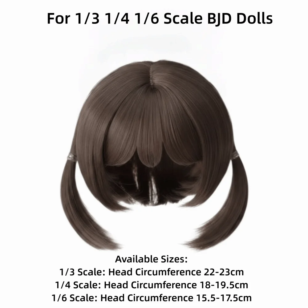 Dark Brown Bangs BJD Doll Bob Wig Straight Short Hair Cute Mushroom Bob Cut Synthetic Hair Wig Replacement Wig Doll Makeover