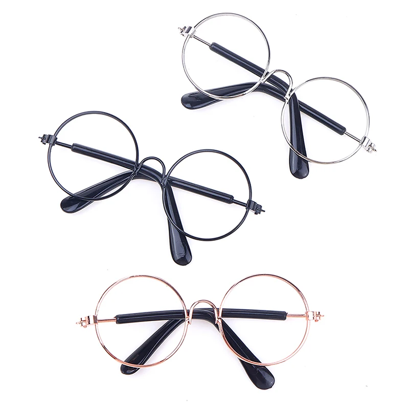 DIY Doll Dressing Accessories High Quality 20cm Dolls Glasses 3 Color Round Frame Lensless Eyewear Toy Miniature Eyeglasses