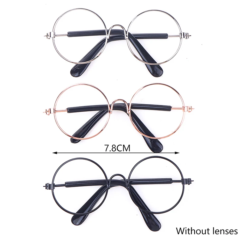 DIY Doll Dressing Accessories High Quality 20cm Dolls Glasses 3 Color Round Frame Lensless Eyewear Toy Miniature Eyeglasses