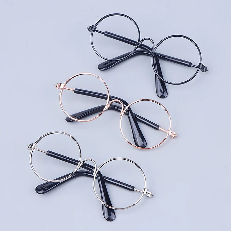 DIY Doll Dressing Accessories High Quality 20cm Dolls Glasses 3 Color Round Frame Lensless Eyewear Toy Miniature Eyeglasses