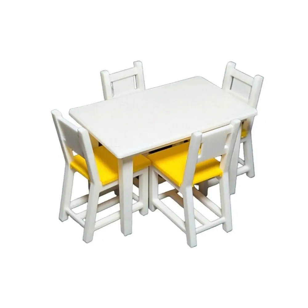 1/12 Dollhouse Miniature Wood Desk Mini Plastic Coffee Table Chairs Multistyles Simulation Furniture Model Toys