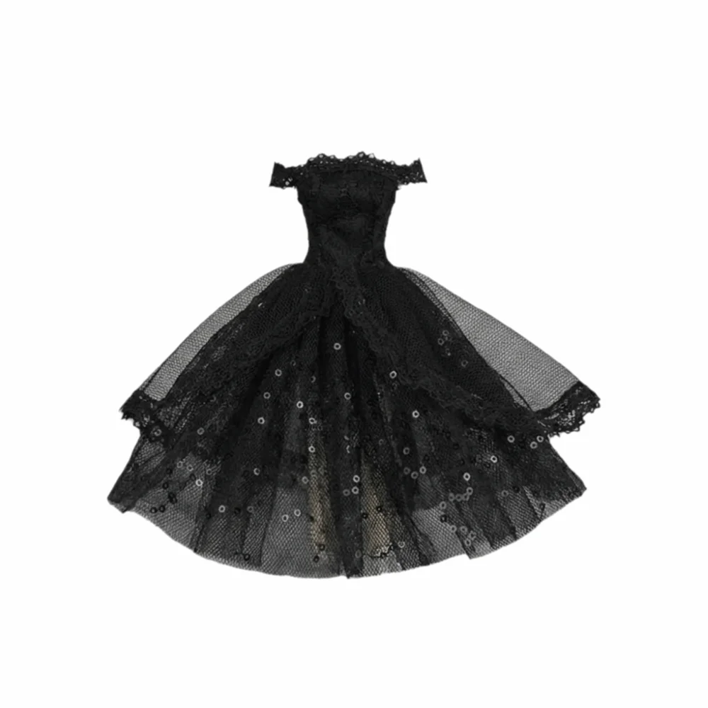Cute Black Dotted Black Princess Dress Mini Lace Tutu Doll Dress Multilayer Dolls Party Dress Dolls