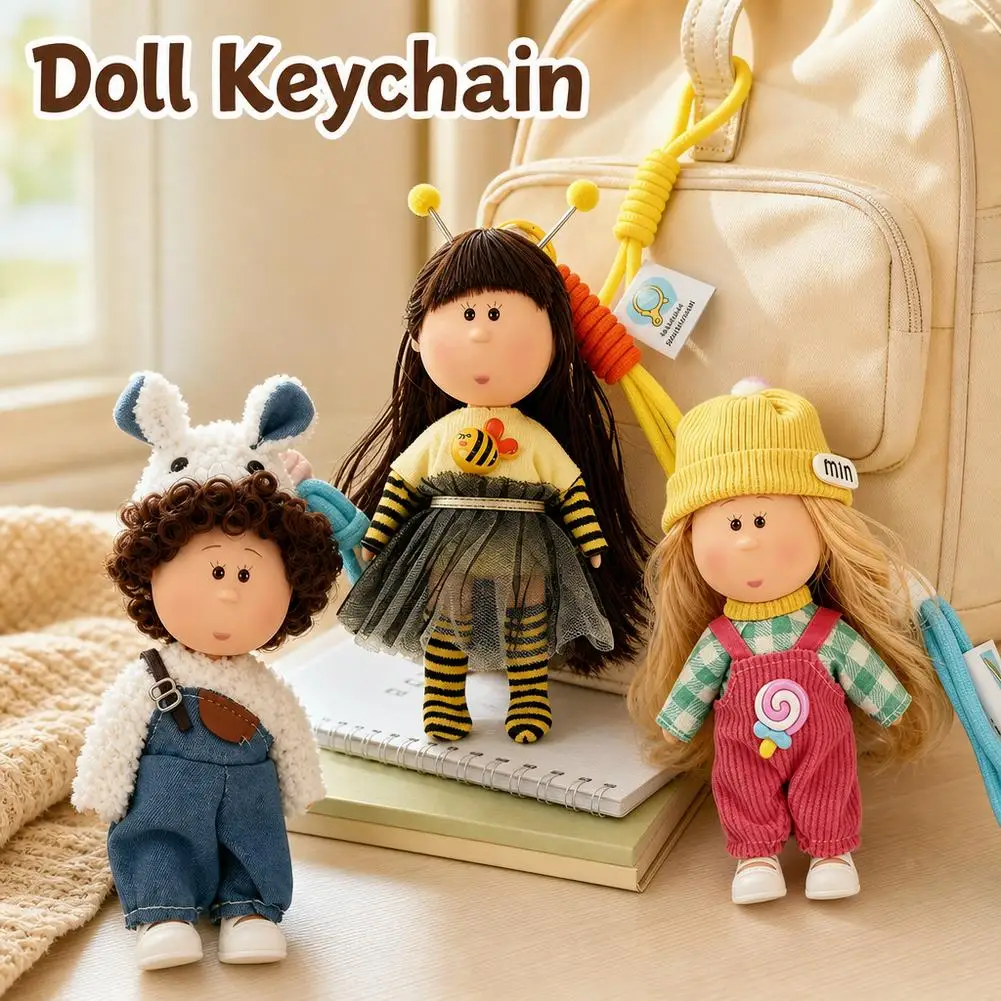 14cm Mia Potato Doll Keychain Curly Hair Cute Dress Up Pendant Fashion Backpack Decor Key Accessories Girl Daily Decoration 2026