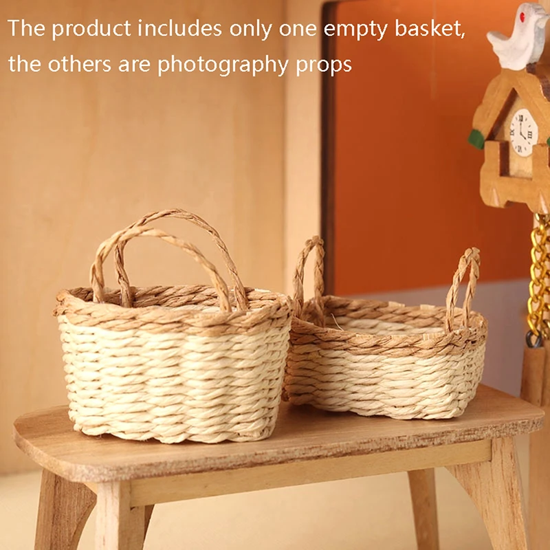 Hot Sale 1:12 Dollhouse Miniature Storage Basket Vegetable Food Woven Frame Kitchen Model Decor Toy Doll House Accessories