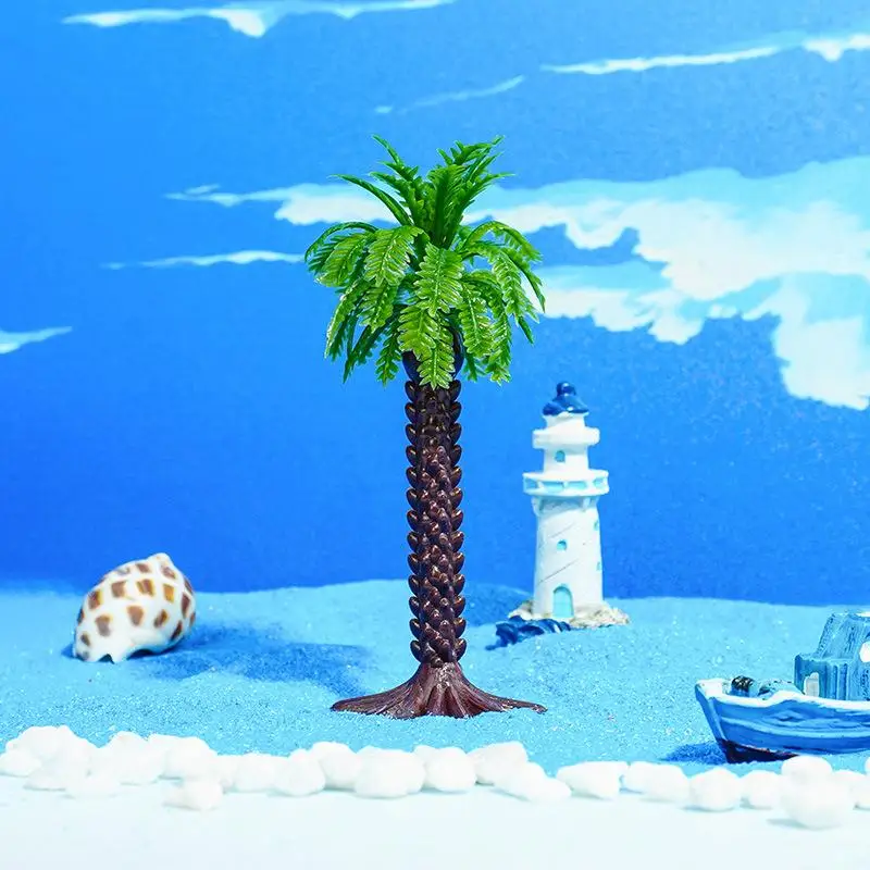 【M】5Pcs DIY Park Rainforest Train Railroad Decor Dollhouse Simulation Coconut Palm Tree Model Building Landscape Miniature Tree