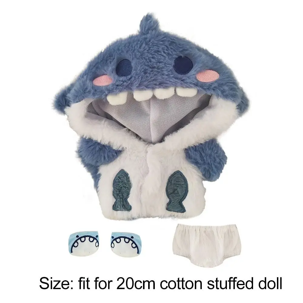 20cm Doll Clothes Pink Blue Replacement Outfit Cartoon Shark Coat Doll Accessories Changing Dressing Game Miniature Hoodies