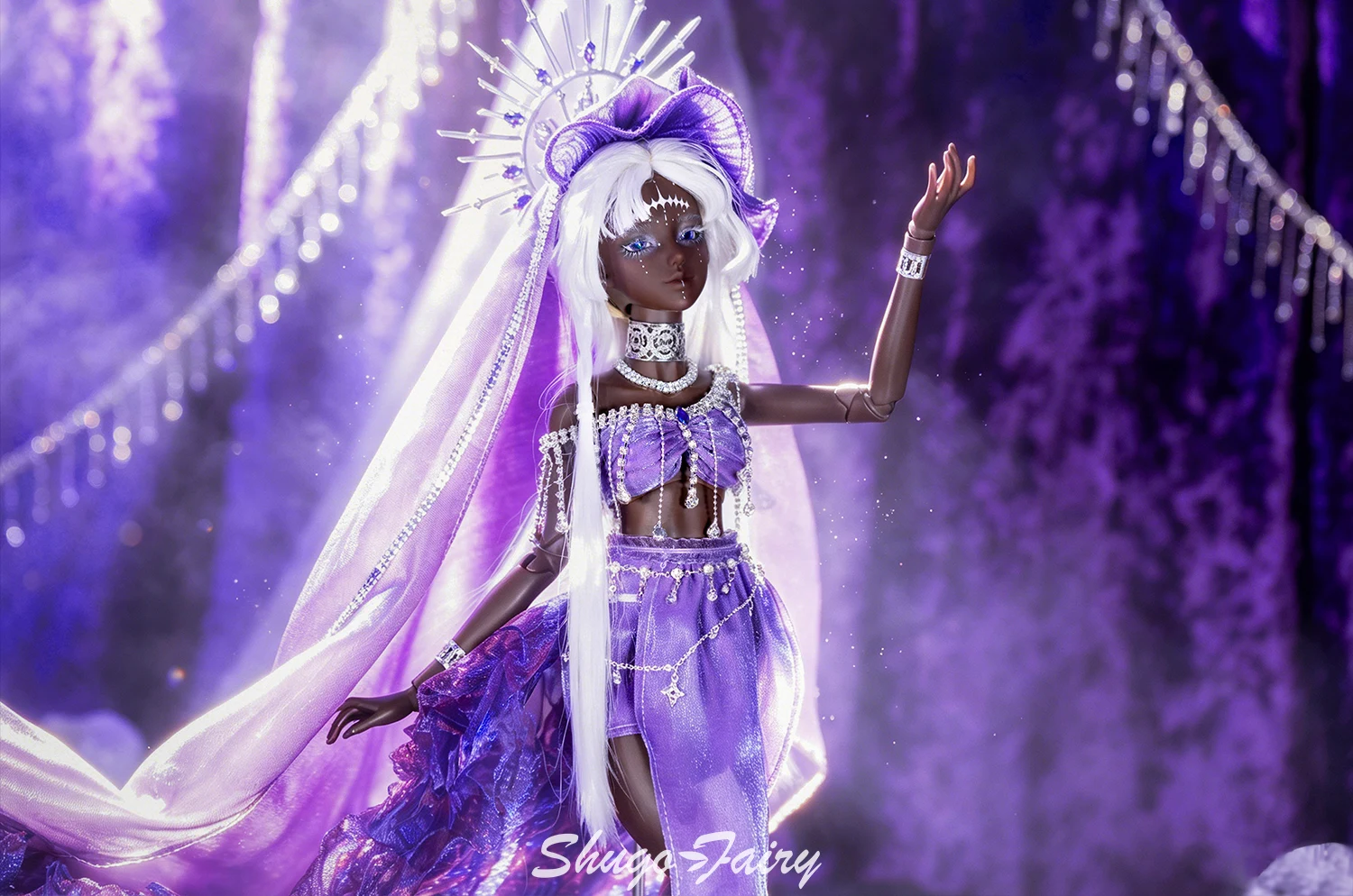ShugaFairy BJD 1/4 Yiran D Fullset Tan Skin Gypsy Star Diviner Purple Moon Theme Resin Halo Handmade Resin FC Ball Jointed Doll